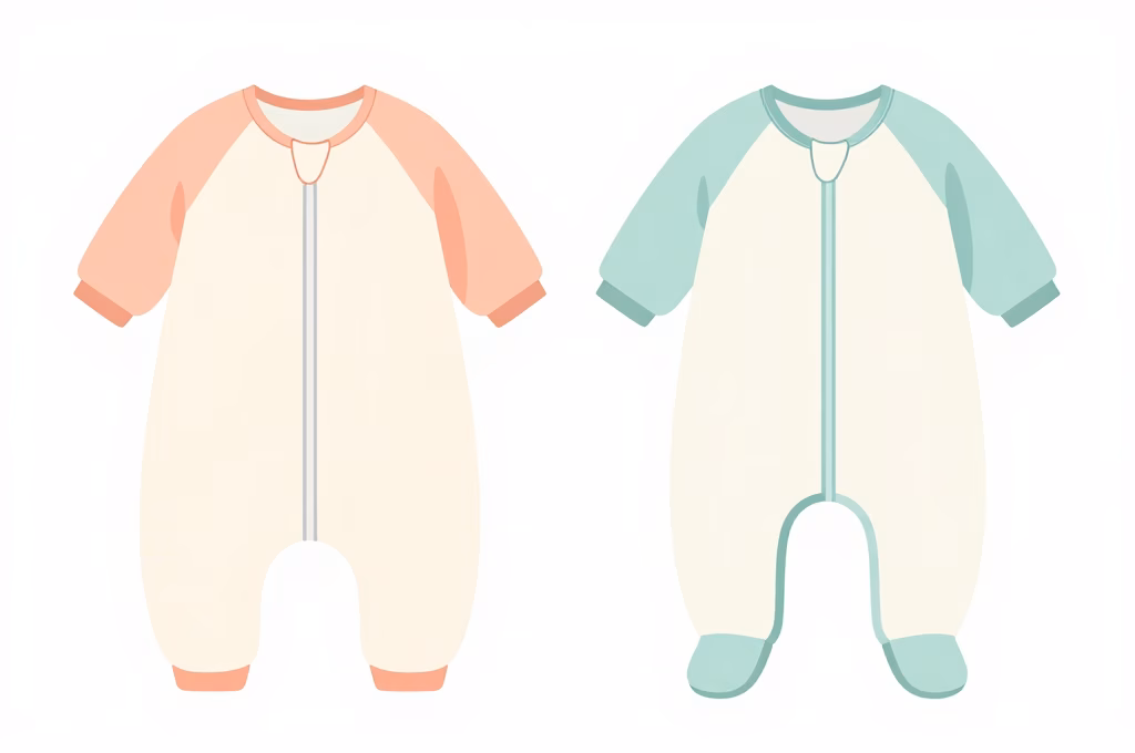 Comparaison visuelle entre gigoteuse à jambes et gigoteuse classique pour bébé