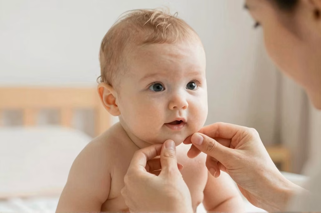 Parent habillant tendrement son bébé avec attention et affection dans une atmosphère chaleureuse